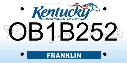 OB1B252 Kentucky License Plate
