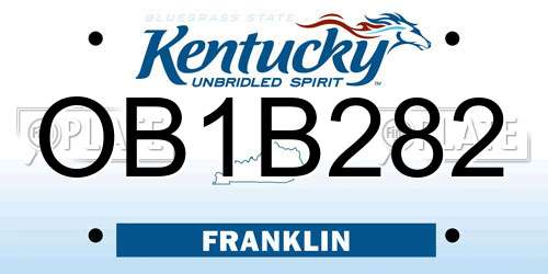 OB1B282 Kentucky License Plate