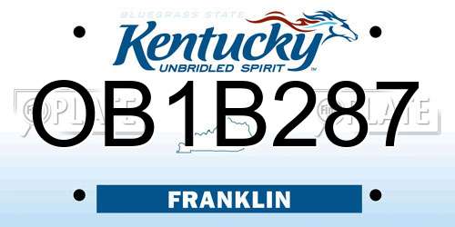 OB1B287 Kentucky License Plate