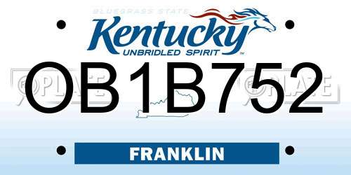 OB1B752 Kentucky License Plate