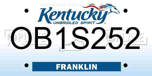 OB1S252 Kentucky License Plate