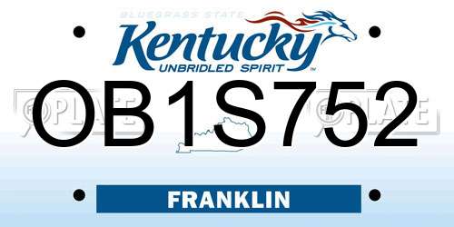 OB1S752 Kentucky License Plate
