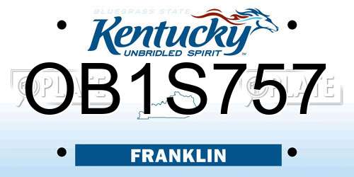 OB1S757 Kentucky License Plate