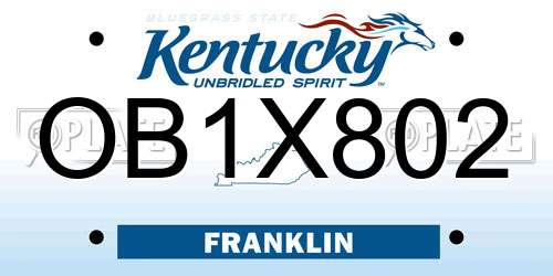 OB1X802 Kentucky License Plate