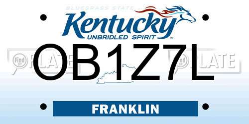 OB1Z7L Kentucky License Plate