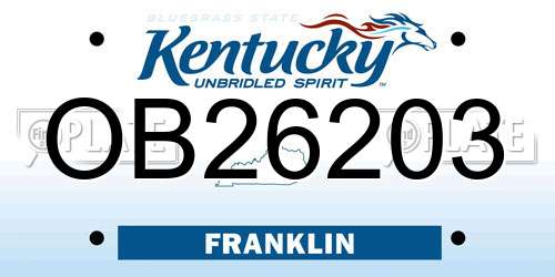 OB26203 Kentucky License Plate
