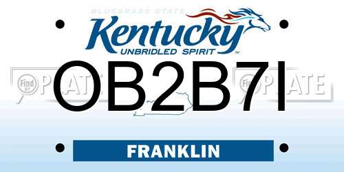 OB2B7I Kentucky License Plate