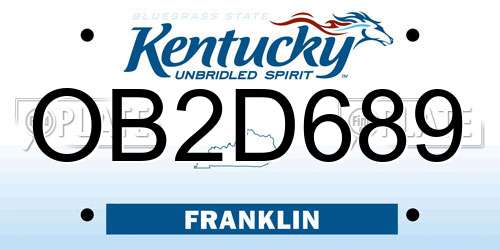 OB2D689 Kentucky License Plate