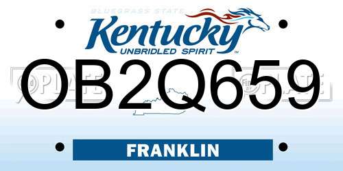 OB2Q659 Kentucky License Plate