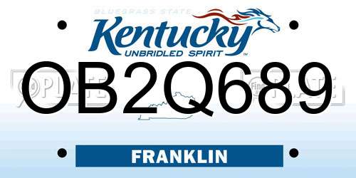 OB2Q689 Kentucky License Plate