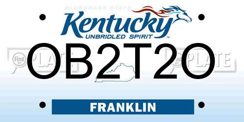 OB2T2O Kentucky License Plate