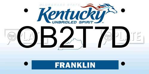 OB2T7D Kentucky License Plate