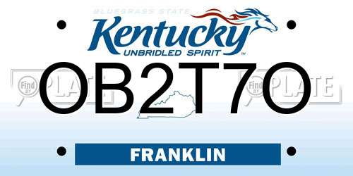 OB2T7O Kentucky License Plate