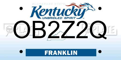 OB2Z2Q Kentucky License Plate