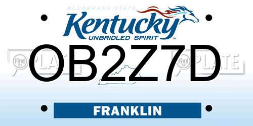 OB2Z7D Kentucky License Plate
