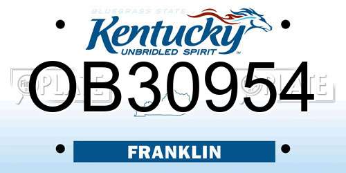 OB30954 Kentucky License Plate