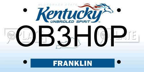 OB3H0P Kentucky License Plate