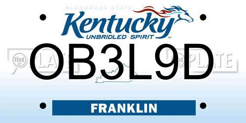 OB3L9D Kentucky License Plate