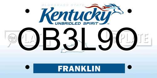OB3L9O Kentucky License Plate