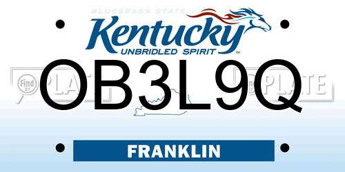 OB3L9Q Kentucky License Plate