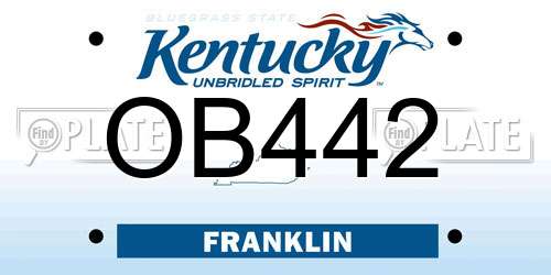 OB442 Kentucky License Plate