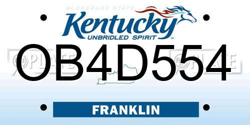 OB4D554 Kentucky License Plate