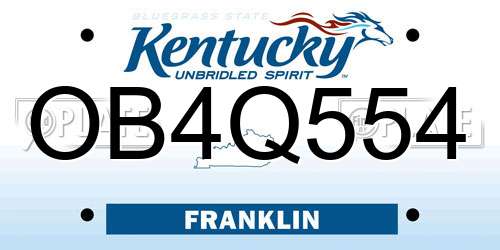 OB4Q554 Kentucky License Plate