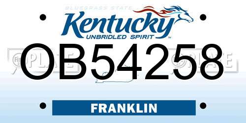 OB54258 Kentucky License Plate