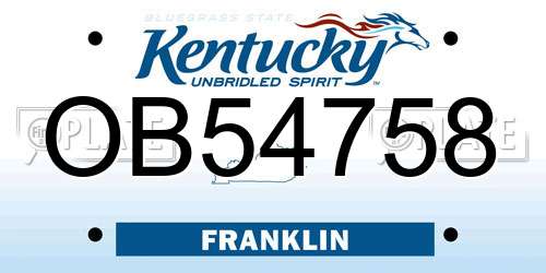 OB54758 Kentucky License Plate