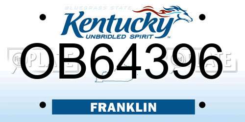 OB64396 Kentucky License Plate