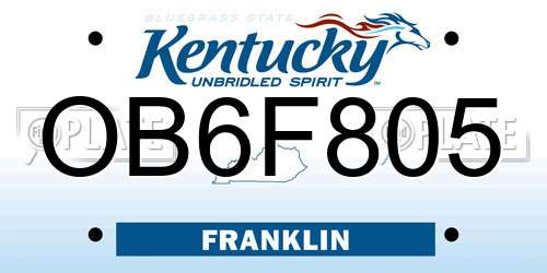 OB6F805 Kentucky License Plate