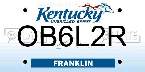 OB6L2R Kentucky License Plate