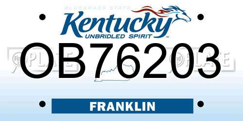 OB76203 Kentucky License Plate
