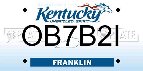 OB7B2I Kentucky License Plate