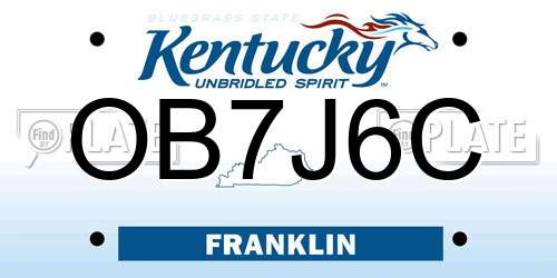 OB7J6C Kentucky License Plate