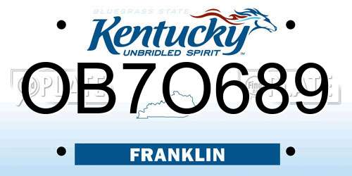 OB7O689 Kentucky License Plate