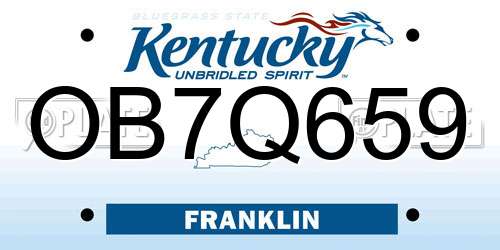 OB7Q659 Kentucky License Plate