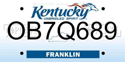 OB7Q689 Kentucky License Plate