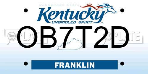 OB7T2D Kentucky License Plate