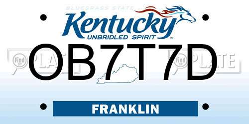 OB7T7D Kentucky License Plate