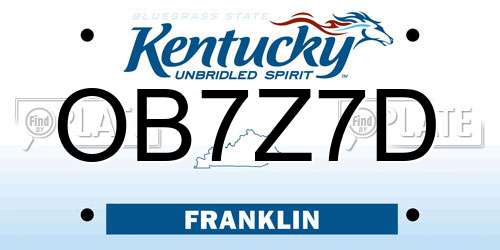 OB7Z7D Kentucky License Plate