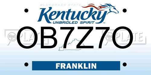OB7Z7O Kentucky License Plate