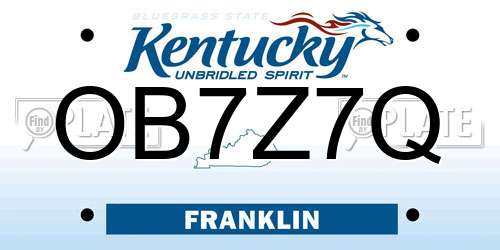 OB7Z7Q Kentucky License Plate