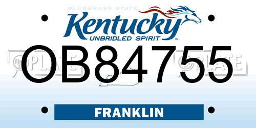 OB84755 Kentucky License Plate