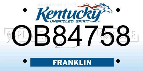 OB84758 Kentucky License Plate