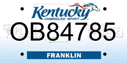 OB84785 Kentucky License Plate