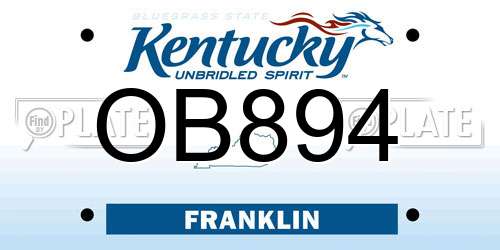 OB894 Kentucky License Plate