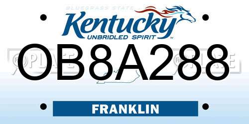 OB8A288 Kentucky License Plate