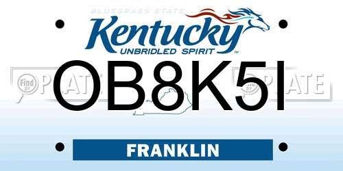 OB8K5I Kentucky License Plate