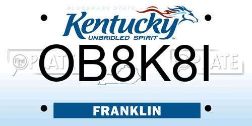 OB8K8I Kentucky License Plate